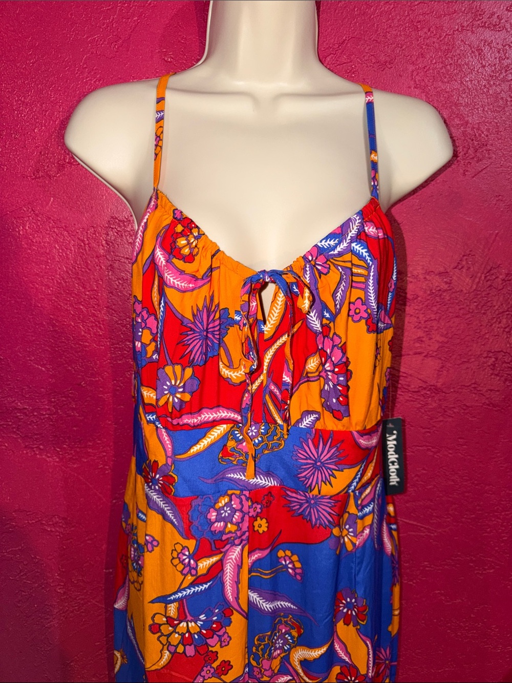 NWT Modcloth For the Love of Fedtival Season Bold Floral Jumpsuit. Sz 14. - Picture 5 of 15